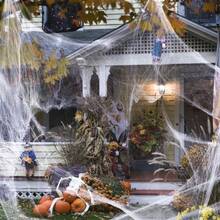 1pc Halloween Spider Web Decoration, Includes Realistic Spider, Super Elastic Spider Web, Suitable For Halloween Indoor And Outdoor Decor - Multicolor - View 3