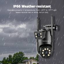szsinocam 1 buah Kamera PTZ WiFi Dual-Lens 720P, Kamera Pemantauan Luar Ruangan Nirkabel 2.4G, Didukung USB (Tanpa Baterai Internal), Deteksi Manusia AI, Penglihatan Malam Berwarna Penuh, Peringatan Gerak - Hitam - View 5