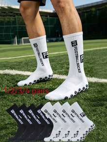 1/2/3/4 Pairs FS Pattern Football Socks, Shock-Absorbing, Comfortable, Durable Sports Socks, Suitable For Outdoor Fitness Basketball Socks, Mid-Calf Socks, Back To School Essential, Christmas Gift - Multicolor - View 12