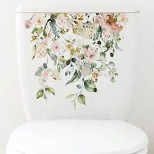 1pc PVC Toilet Lid Decal, Modern Flower Pattern Toilet Lid Decal For Home, Stickers, Wall Decal, Vinyl Decal For Home Decorations, Spring Decoration Items Refresh Your Home, Festival Decoration Stickers Gifts Birthday Graduation - Multicolor - View 6