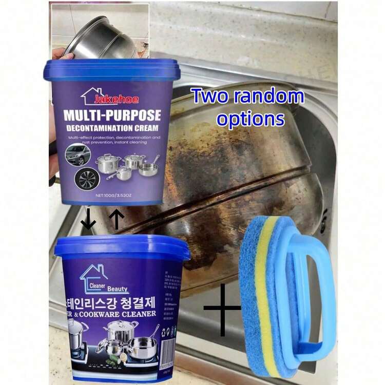 多功能清潔膏，廚房爐灶與抽油煙機重油垢與水垢除鏽膏，適用於浴室、廚房、客廳、戶外，送給朋友與家人的絕佳禮物（隨機發貨新舊款） - 粉狀 - 查看 8