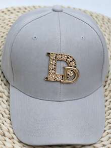 1 pieza Visera de mujer con cristales, Gorra de aleación con letra única M R D, Sombrero protector solar, Sombrero de sol casual - Negro - Ver 22