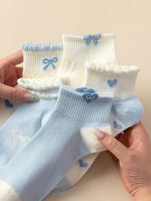 5雙薄款透氣心形短襪，穿著舒適輕盈，適合旅行使用 - 彩色 - 查看 2