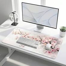 Cherry Blossom Mouse Pad, Gaming Office Home Artistic Design, Gift For Friends And Family, Rubber Base, PC Laptop Back To School Desktop Accessory, Office Supplies, Mouse Pad Set, Keyboard Pad, Study Mat - Multi-color - View 9