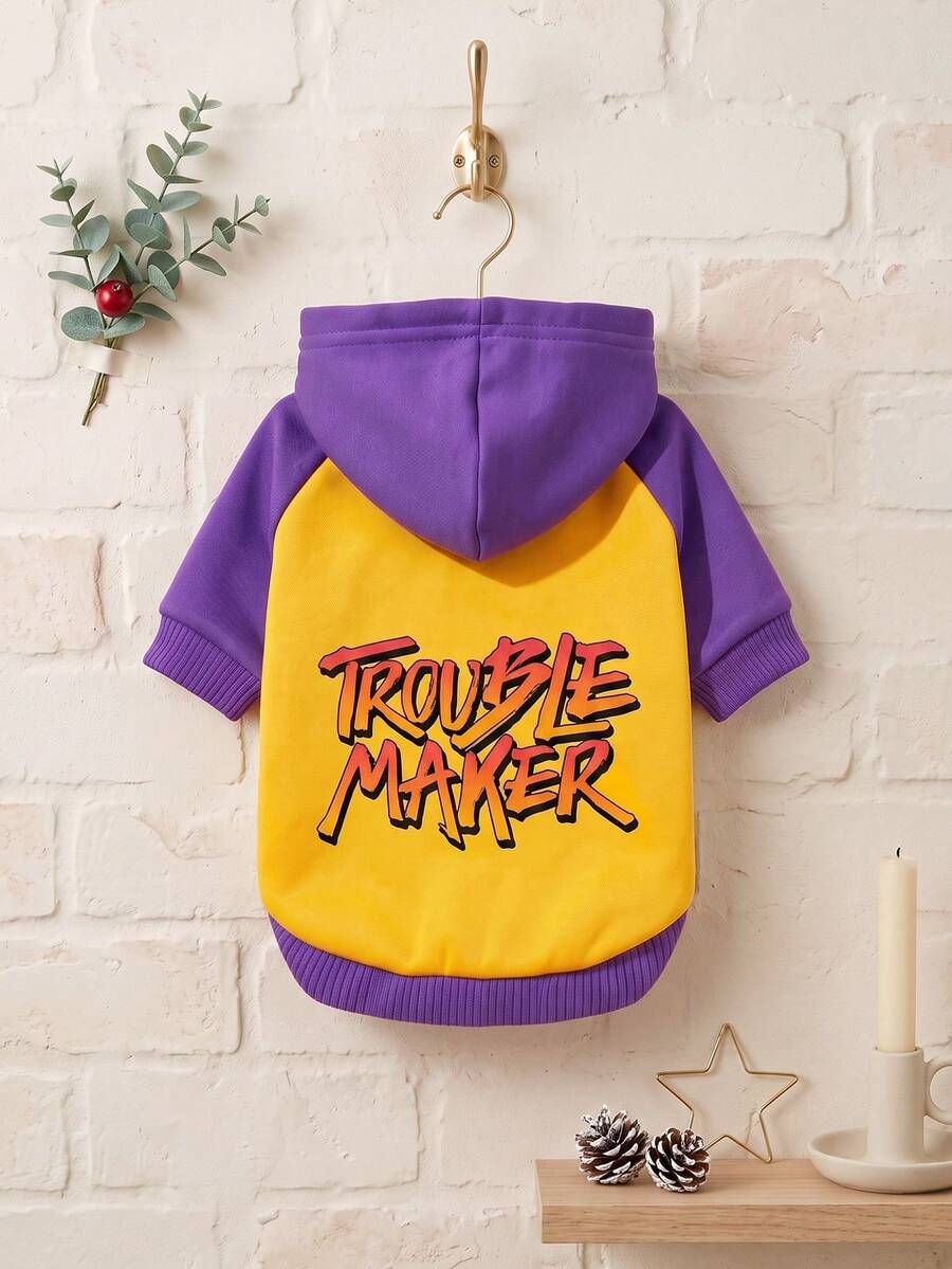 The 3estie 3eastie 1pc Funny English Fashion Pet Hoodie Sweatshirt, Suitable For Chihuahua And Small Dogs, Physical Flea Protection, Pet Dog Clothes, Fashionable Hoodie Sweatshirt For Cats And Dogs, Indoor And Outdoor - Multicolor - View 1