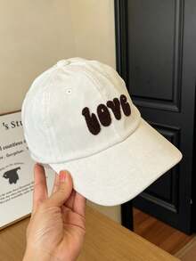 1pc New Autumn/Winter Corduroy Baseball Cap, 3D Love Towel Embroidery Casual Retro Street Style Baseball Cap - Multicolor - View 4