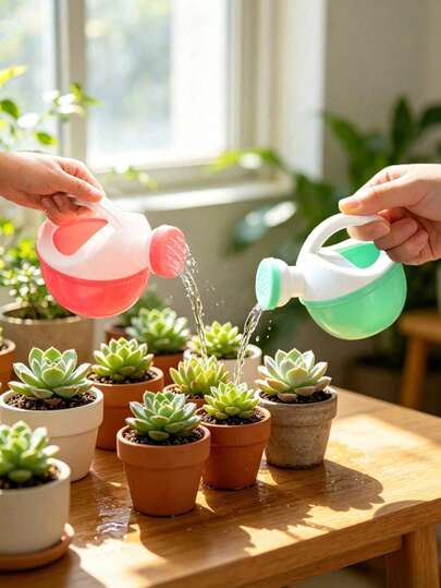 1pc Mini Plastic Watering Can, Ergonomic Handle, Suitable For Indoor And Outdoor Plants, Gardening Plant Care, Bathtub Swimming Pool Beach Kids Accessories (Random Color)