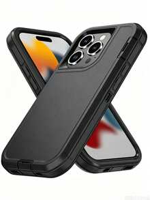 Compatible With IPhone Phone Case (Multi-Layer Protection) [Shockproof] [Anti-Drop] [Anti-Slip], 3-In-1 Heavy Duty Protective Shell - Black - View 1