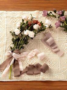 3 Rolls Handmade Tassel Chiffon Ribbon 1.5 Inch X 5.5 Size, Suitable For Bouquet Packaging Decoration, Wedding Invitation Handmade, Wedding Bouquet, Bow Decoration, Gift Wrapping Rope, Suitable For School, Christmas, Valentine's Day - Multicolor - View 5