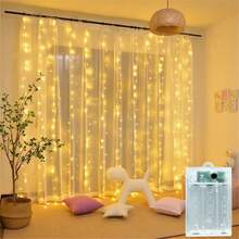 1pc 3/6m Electric Box-Style (Battery Not Included) Curtain Lights, 8 Functions, Flashing Fairy Tale String Lights, Suitable For Autumn Home Decor, Christmas Tree, Christmas, Halloween, Birthday, Garden Decoration, Indoor String Lights, Holiday Lighting Display - Battery Box Curtain Light - View 5