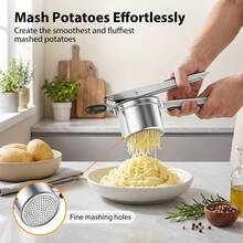 Stainless Steel Potato Ricer Masher With 3 Interchangeable Plates, Potato Press For Fluffy Mashed Potatoes Carrot Pumpkin Baby Food, Kitchen Gadget - Silver - View 4
