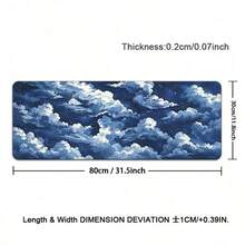 1pc Mouse Pad Dark Blue Cloudy Sky Gaming XL HD New Computer Mousepad XXL Natural Rubber Carpet Soft Mouse Mats, Suitable For School, Home, Gaming, Work, Office And Other Basic Uses - View 11