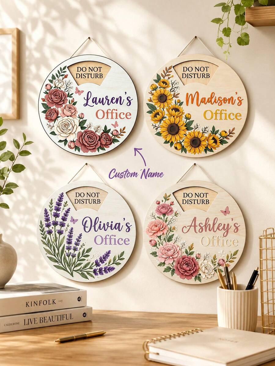 Personalized Custom Name Office Status Rotating Indicator Sign, Wooden Do Not Disturb Hanging Sign, Work Door Decor, Desk Ornament, Teacher Classroom Door Sign, Gift For Boss And Colleagues