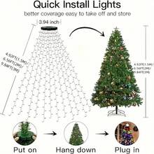 150cm/59in Christmas Tree Lights, USB Powered, 8 Modes, Remote Control, Plastic, Suitable For Party, Holiday, Romantic Decoration, Christmas Tree Decoration, Christmas Holiday Atmosphere Decoration - 1.5m(4.92ft) - View 9