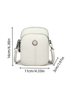 Minimalist Solid Color PU Leather Crossbody Small Bag, Multi-Compartment Zipper Square Bag, Versatile Daily Commute Shoulder Bag - Multicolor - View 3