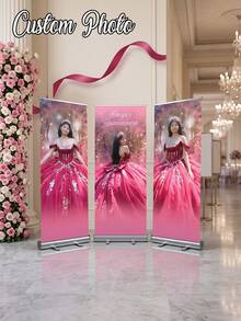 1pc - Customized Banner, Personalized Photo Polyester Banner, Outdoor Activity And Front Porch Decor Background, Suitable For Weddings, Birthdays And General Events, Perfect For Christmas, Thanksgiving And Various Celebrations, Customizable Background Printing, Suitable For Rooms, Gardens, Fences, Etc., Perfect Party Decoration For Any Occasion, Multi-Functional, Customizable, Suitable For Valentine's Day, Mother's Day, Father's Day, Graduation, Wedding, Housewarming, Creating A Warm Atmosphere, Autumn Decor - Multicolor - View 2