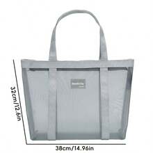 HUAJIE 1pc Large Capacity Transparent Mesh Tote Bag, Portable A4 Document & Stationery Storage Handbag, Breathable Multi-Pocket Organizer Bag, Suitable For School, Office, Art Supplies - Single Piece - View 5