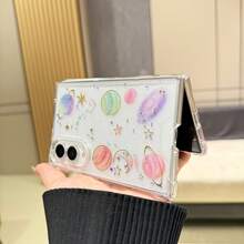 Ins Starry Sky Transparent Phone Case, Compatible With Samsung Galaxy Z Fold8, Wide Screen Folding Flip Cover Phone Case, Unisex Anti-Drop Protective Shell - Pink - View 7
