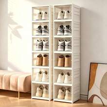Lifevilion 12 Slots Transparent Shoes Cabinet Thickened Foldable Sneaker Shoe Organizers Stackable Dustproof High-Top Box Shoe Rack Shelf - Multicolor - View 7