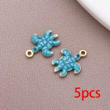5pcs 18K Golden Plated Enamel Turtle Charms Sea Tortoise Animal Pendants For DIY Bracelet Necklace Earring Ocean Theme Jewelry Making Findings - Multicolor - View 18