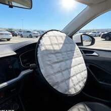 Car Steering Wheel Sun Shade Cover, Silver Coated Fabric Heat Insulation UV Protection, Summer Cooling Dust-Proof Scratch-Resistant Sun Shade, Universal Size Car Interior Sun Shade Accessory, Protects Steering Wheel - Sunshade - View 2