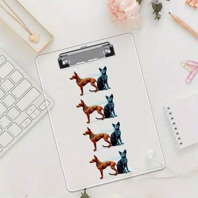 Carpeta de acrílico, diseño de perro y Shiba Inu, tablero transparente con tema de mascota estilo Q, adecuado para oficina, escuela, hogar-