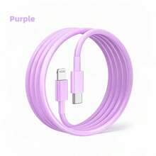 Tzlrxl USB-C 轉 Lightning 快充傳輸線，多色軟質耐用，高速數據傳輸 - 紫色 - 查看 10