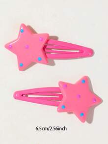 12/6/1pc Girls Multi-Color Bangs Clip BB Hair Clip Five-Pointed Star Hair Accessory Durable Sweet Versatile For Daily Use - Multicolor - View 7