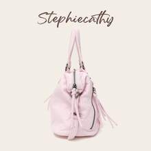 STEPHIECATHY 女款水洗PU仿皮小肩背包 休閒斜挎包 日常通勤上學旅行用 夏季 嬰兒粉 - Sugar Pink - 查看 11