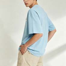 Nike Jordan Men's Short Sleeve Fashion Versatile Comfortable Minimalist Logo Print Loose T-Shirt Light Gem Blue - Baby Blue - View 4