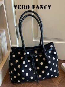 Personalized Wave Point Large Capacity Handbag, Fashionable Versatile Popular Shoulder Bag, Exquisite Daily Tote Bag, Suitable For Commuting Dating - Multicolor - View 2