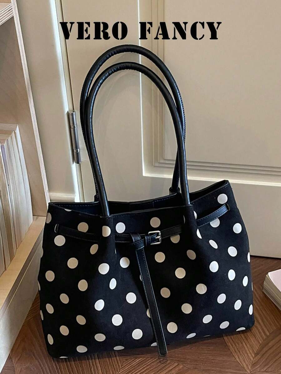 Personalized Wave Point Large Capacity Handbag, Fashionable Versatile Popular Shoulder Bag, Exquisite Daily Tote Bag, Suitable For Commuting Dating