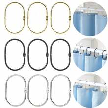 10pcs/30pcs/50pcs Rust-Proof Oval Decorative Shower Curtain Hooks And Rings, Bathroom Curtain Metal Rings, Swivel Rings, Black/Gold/Silver - Multicolor - View 3