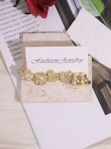 6-18PCS Gold Flower Heart Square Shaped Earrings Set - Gold - View 2