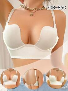Contour Cup Women's Bra With Underwire Support, Cleavage Push-Up Soft Comfortable Lingerie - Apricot - View 1