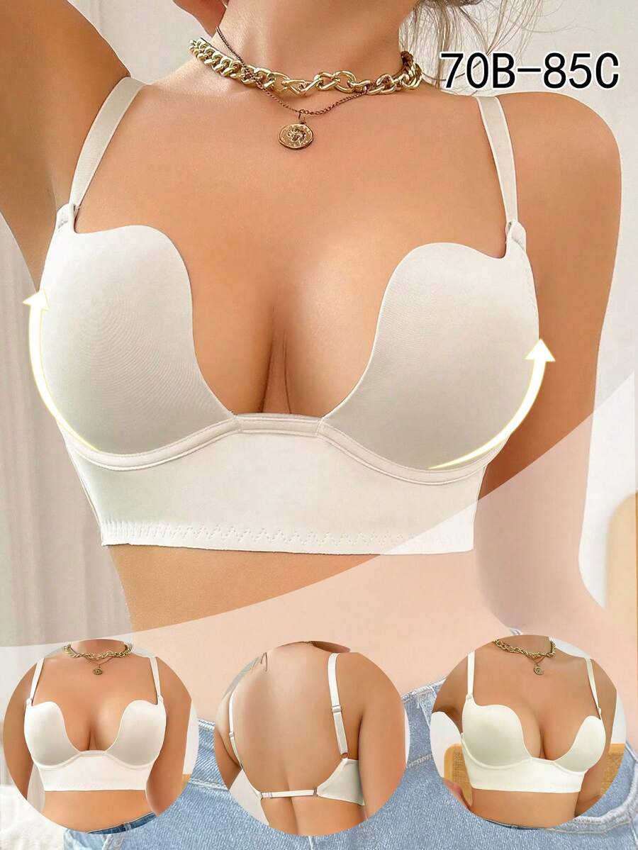 Contour Cup Women's Bra With Underwire Support, Cleavage Push-Up Soft Comfortable Lingerie - Apricot - View 1