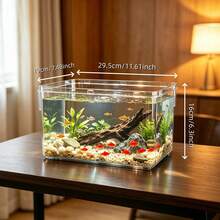Transparent Plastic Fish Tank Aquarium, Thick Material Unbreakable, Mini Betta Fish Habitat, Desktop Water Landscape Tank, Perfect For Living Room Desktop Decoration Or Office - View 6