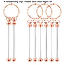 12pcs Alloy Beaded Keychain Set, Loose Leaf Binder Rings And Blank Beaded Keychains With Double Bars, Suitable For DIY Keychains, DIY Crafts, Handbag Backpack Shoulder Strap Pendant Decoration, Key Chains, Lanyards, Holiday Gifts (4 Colors Available) - Book Ring Double Screw - View 10
