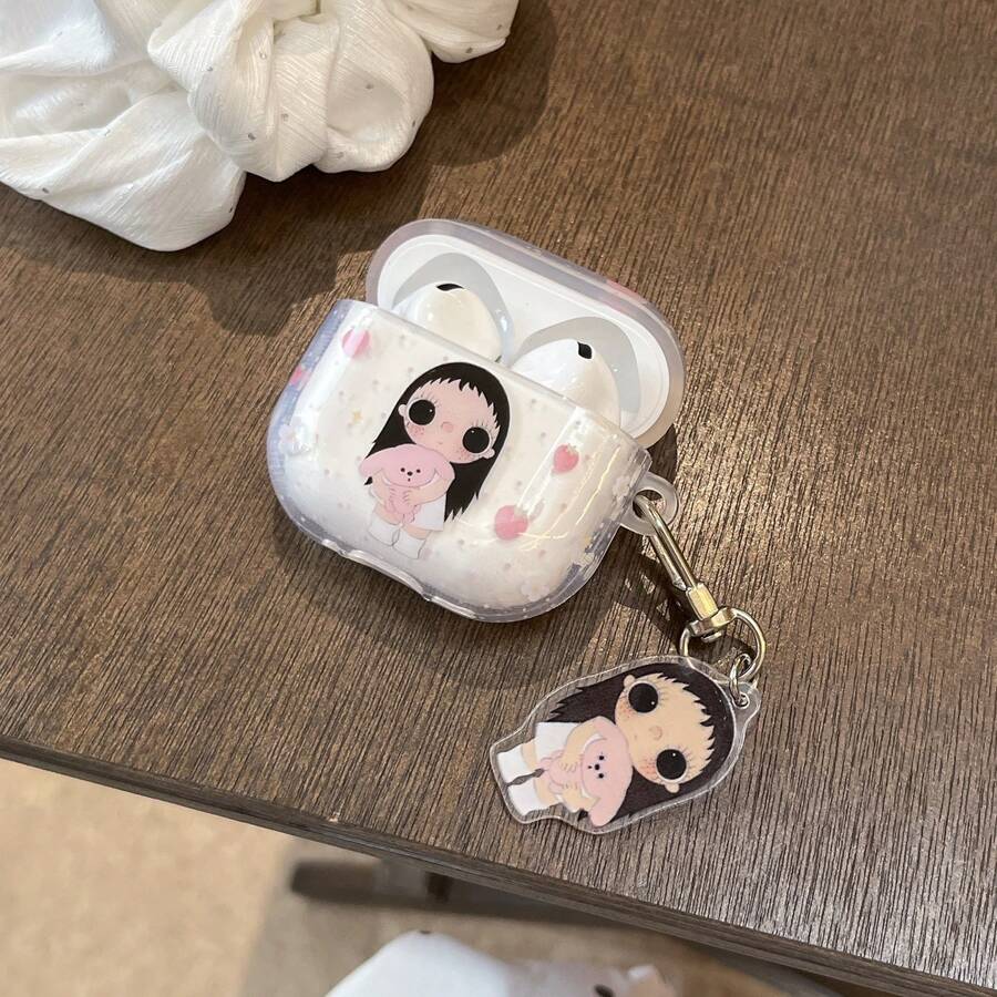 Strawberry Flower Small Jade Earphone Case Compatible With AirPods Case 2/3/4/Pro/Pro2/Pro3, Anti-Drop Earphone Case, With Pendant, Unisex Gift, Commuting Accessory, Fashion Creative, Combining Aesthetics And Practicality