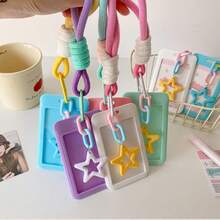 Macaron Colorful Small Card Storage Sleeve, Korean Idol Photocard Holder With Star Keychain Lanyard, Plastic Photo Card Protective Sleeve, Sweet INS Style, Suitable For Korean Entertainment Photocards, Student Campus ID Cards, Daily Collection And Display, ID Card Holder, Portable Card Sleeve, Cute Gift For Girls - A - View 11
