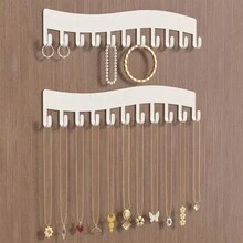 1pc Acrylic Wall-Mounted Jewelry Storage Rack | Decorative Art Style Necklace Holder, Ring, Earring, Bracelet Hanging Storage Display Rack, Suitable For New Year, Valentine's Day, Mother's Day, Summer Decoration, Multi-Functional Jewelry Organizer - Multicolor - View 4