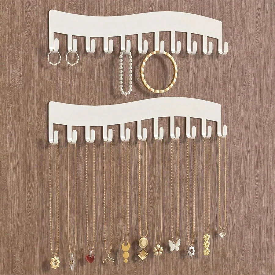 1pc Acrylic Wall-Mounted Jewelry Storage Rack | Decorative Art Style Necklace Holder, Ring, Earring, Bracelet Hanging Storage Display Rack, Suitable For New Year, Valentine's Day, Mother's Day, Summer Decoration, Multi-Functional Jewelry Organizer - Multicolor - View 1