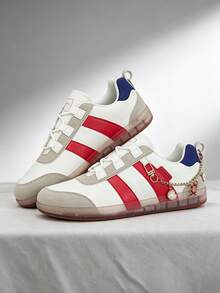 Women's Casual Sneakers, Lightweight And Comfortable, Non-Slip Cushioned Sole, All-Season, Suitable For Walking, Shopping, Traveling And More - White and Red - View 1