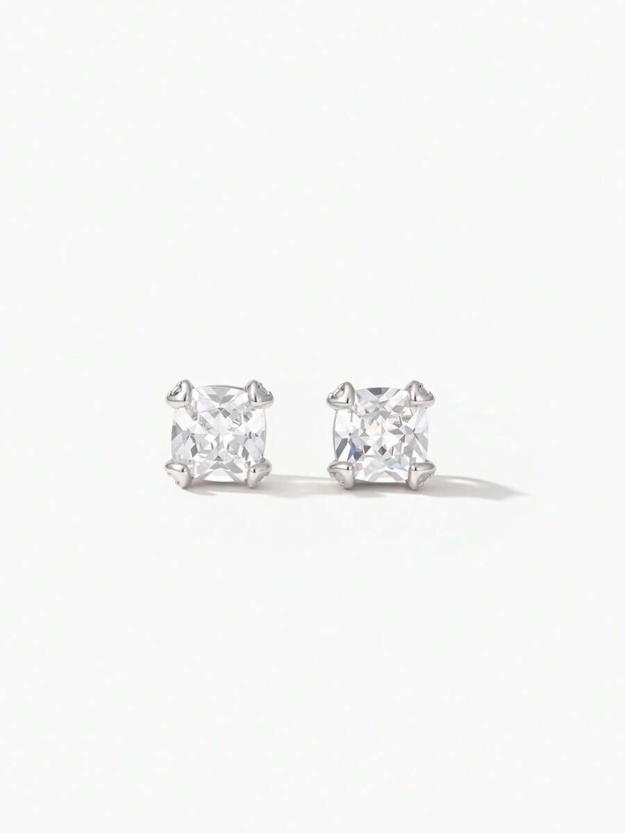 Vandermere 1 Pair Classic Cubic Zirconia Stud Earrings - Silver - View 1