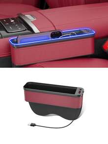 XF.Meraki LED Car Seat Gap Filler Storage Box, Center Console Side Storage Box, Women's Car Accessories, Seat Gap Cup Holder RGB Color Changing Storage, Front Seat Gap Filler With USB Charging, Car Accessories - A - View 10