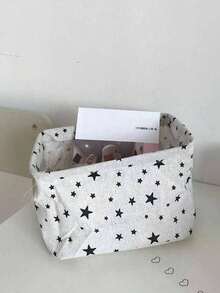 1pc Star Pattern Printed Fabric Storage Basket, Foldable Square Storage Box, Suitable For Organizing Bedroom And Closet. Can Store Toys, Clothes, Cosmetics And Miscellaneous Items. Large Capacity Home Storage Tool - Fabric Storage Basket - View 2