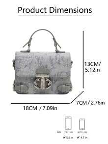 Carit & Koty 1pc Women's Handbag, PU Leather Crossbody Bag With Exquisite Metal Buckle, Suitable For Dating, Shopping And Dinner, Vacation Essential - Dark Grey - View 8