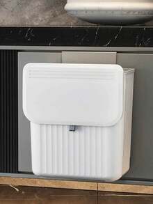 1pc Wall-Mounted Trash Can, Suitable For Home Living Room And Kitchen, Flip Lid Hanging Design, Can Be Hung On Kitchen Cabinet Door, Household Essential, College Dormitory Must-Have - Multicolor - View 4