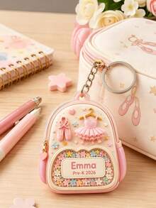 Custom Bow Acrylic Keychain, Children's Back To School Backpack Tag, Personalized Name And Contact Information, Cute Backpack Charm - Multicolor - View 9