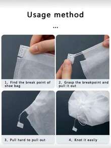 50pcs/Set 32 X 48 X 0.1cm Non-Woven Fabric Shoe Bags, Minimalist White Drawstring Dust-Proof Travel Shoe Bags - White - View 4